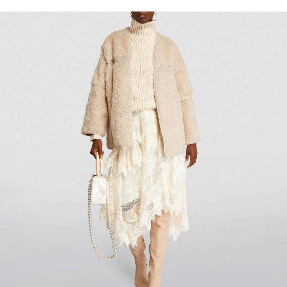 Zimmermann Kaleidoscope Shearling Jacket US M/L IT 44 Womens Vanilla $2950